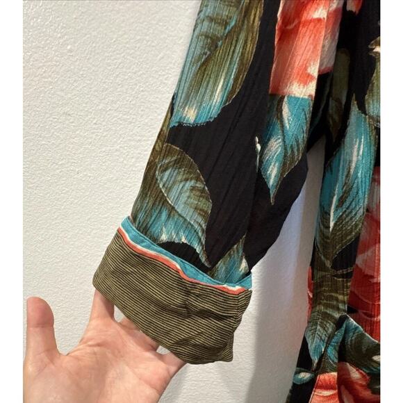 Carole Little St Tropez West Size 12 Mixed Floral Print Two Button Blazer Artsy - Picture 6 of 10